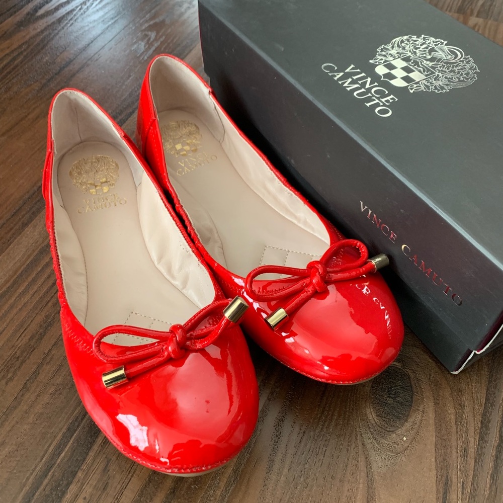 Red Bow Patent Leather Ballet Flats Sz 8